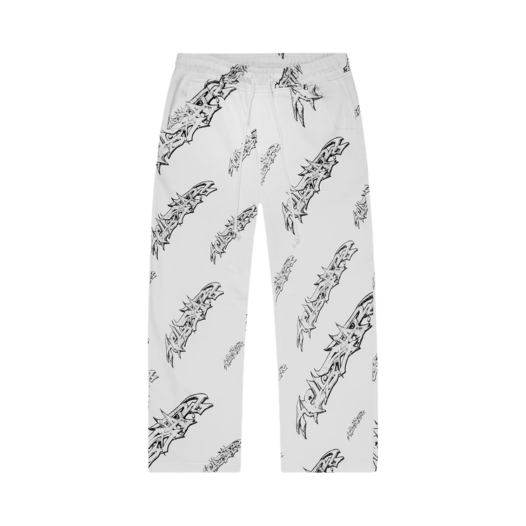 Hellstar Roll Print Graffiti Baggy Sweatpant "White"