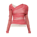 Christopher Esber Wrapped Tulle Long-Sleeve Tank "Cerise Pink"
