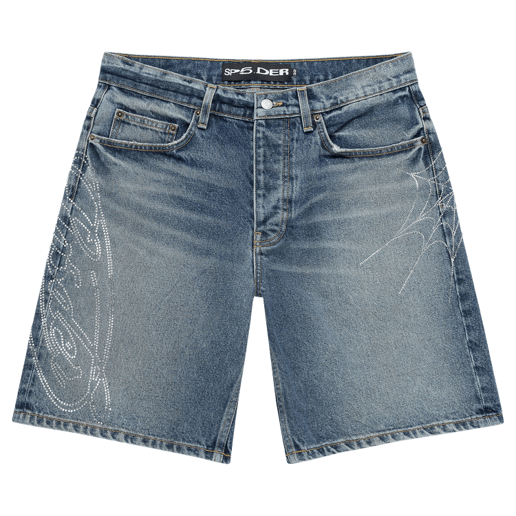Sp5der Script Web Denim Short "Indigo"