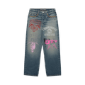 Sp5der Multi Print Studded Denim "Indigo"