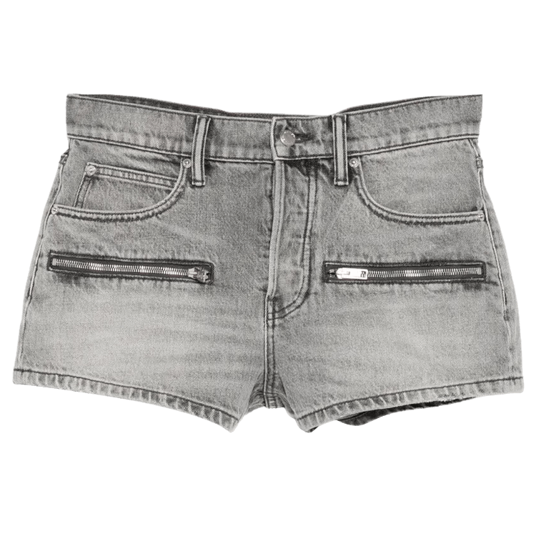 Alexander Wang Horizontal Zips Silk Prestyle Mid Rise Short "Washed Grey"