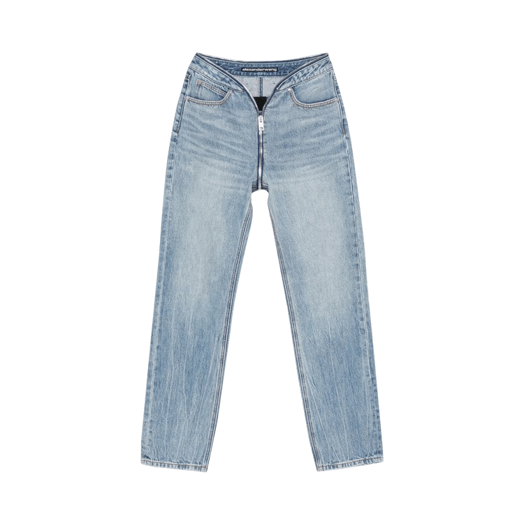 Alexander Wang Dipped V Zip Waistband Straight Leg Jean "Authentic Light Indigo"
