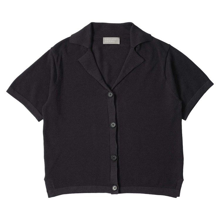 Margaret Howell Knitted Short-Sleeve Shirt "Black"