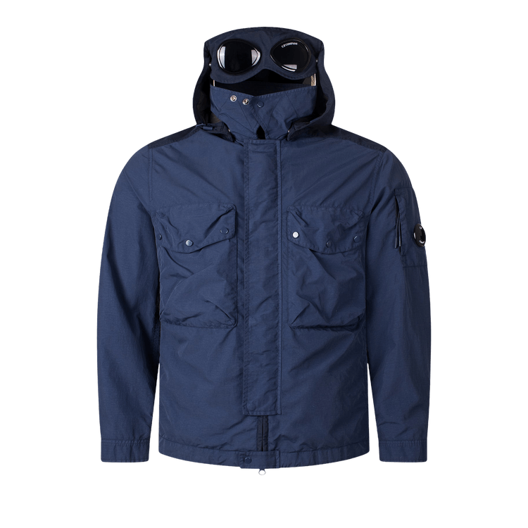C.P. Company Flatt Nylon Mixed Goggle Overshirt "Midnight Navy"