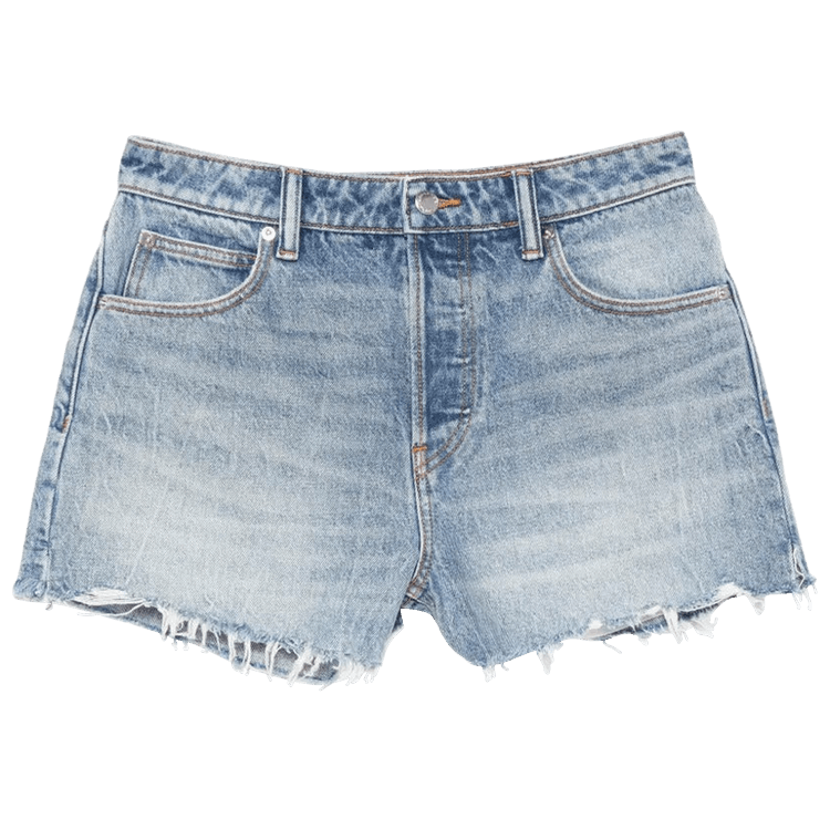 Alexander Wang Distressed Logo Back Pocket Bite Short "Authentic Light Indigo"