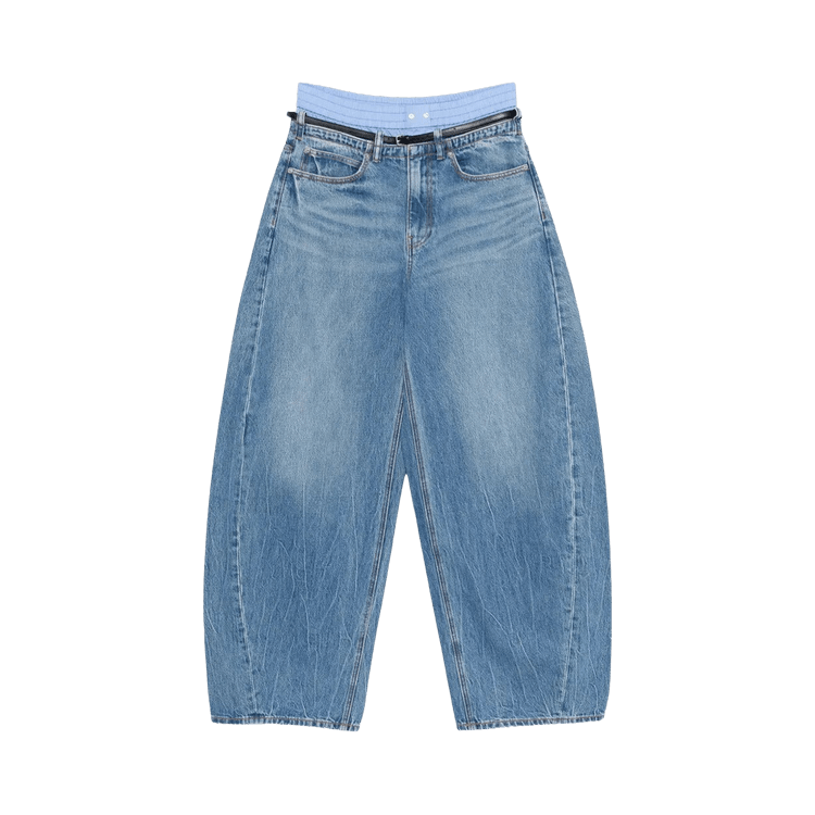 Alexander Wang Leather Belt/Boxer Prestyle Blow Up Jean "Vintage Marbled Blue"