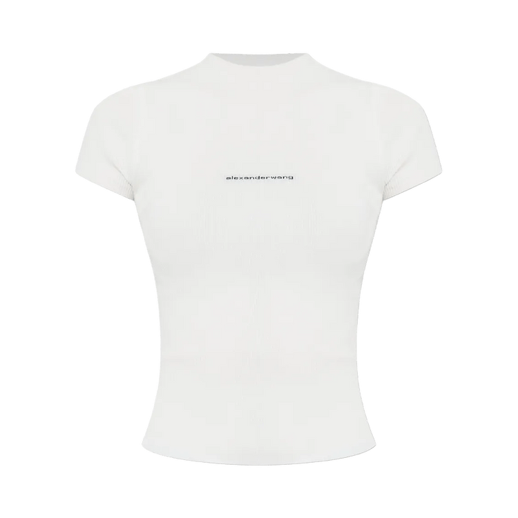 Alexander Wang Jacquard Logo Short-Sleeve Crewneck Top "White"