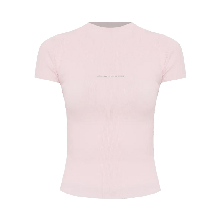 Alexander Wang Jacquard Logo Short-Sleeve Crewneck Top "Light Pink"