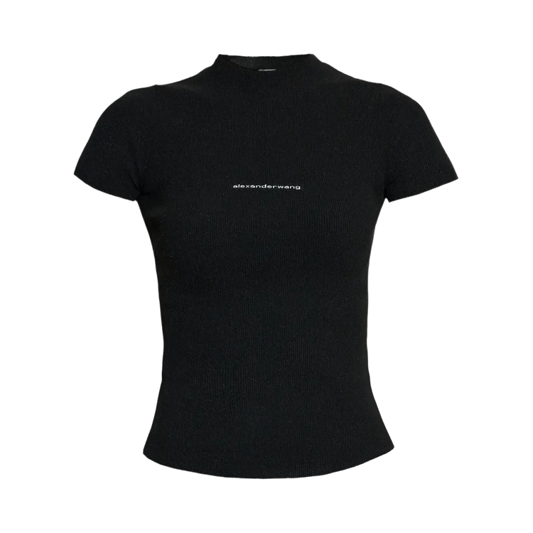 Alexander Wang Jacquard Logo Short-Sleeve Crewneck Top "Black"