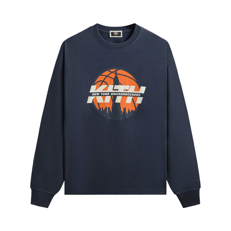 Kith For The New York Knicks Knickerbockers Long Sleeve Quinn Vintage Tee "Nocturnal"
