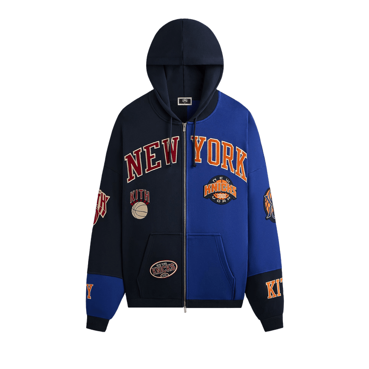 Kith For The New York Knicks Mash Up Cropped Braxton Vintage Hoodie "Nocturnal"
