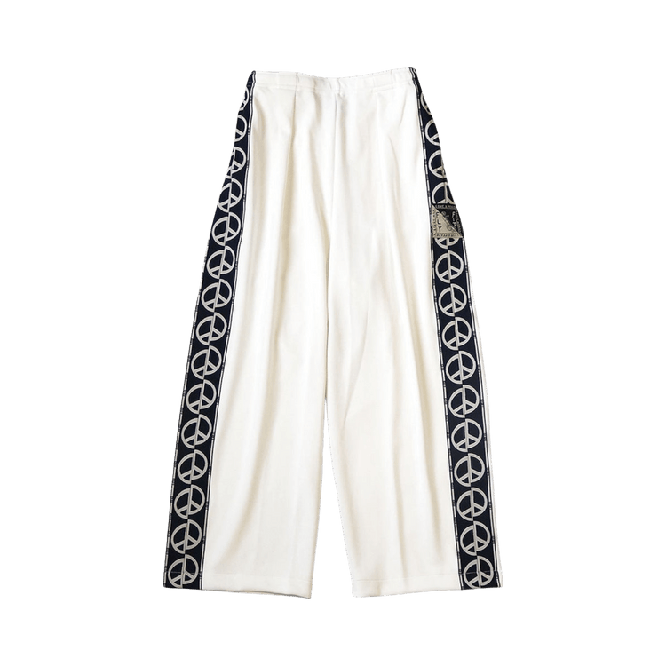 Kapital Smooth Jersey TH.D.D. Baggy Track Pants (Peace Sign) "White"