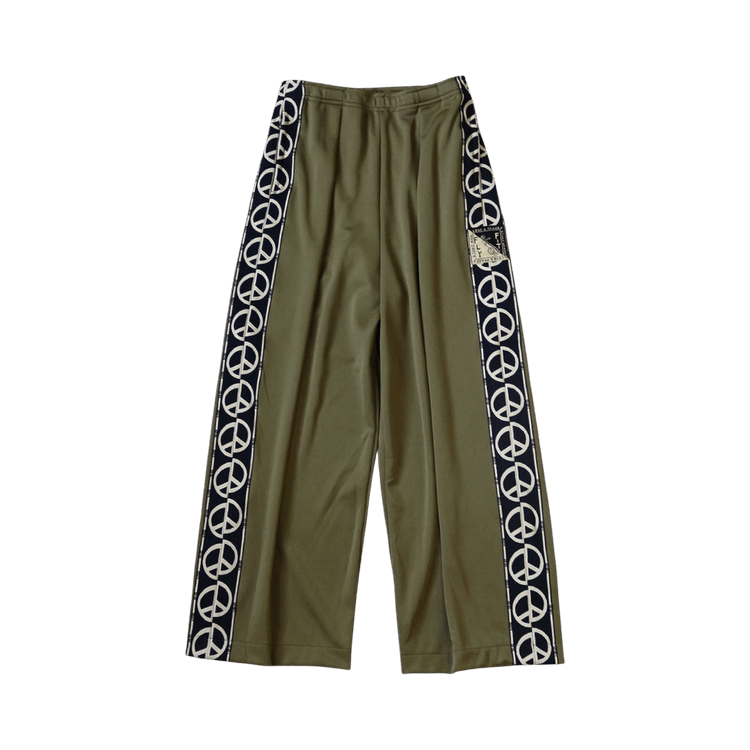 Kapital Smooth Jersey TH.D.D. Baggy Track Pants (Peace Sign) "Khaki"