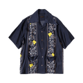 Kapital Silk Rayon Peckish Rainbowy Wrangle Collar Cuba Shirt "Navy"