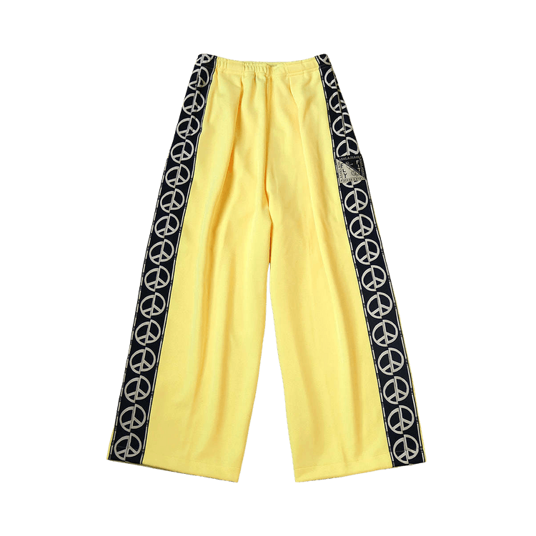 Kapital Smooth Jersey TH.D.D. Baggy Track Pants (Peace Sign) "Yellow"