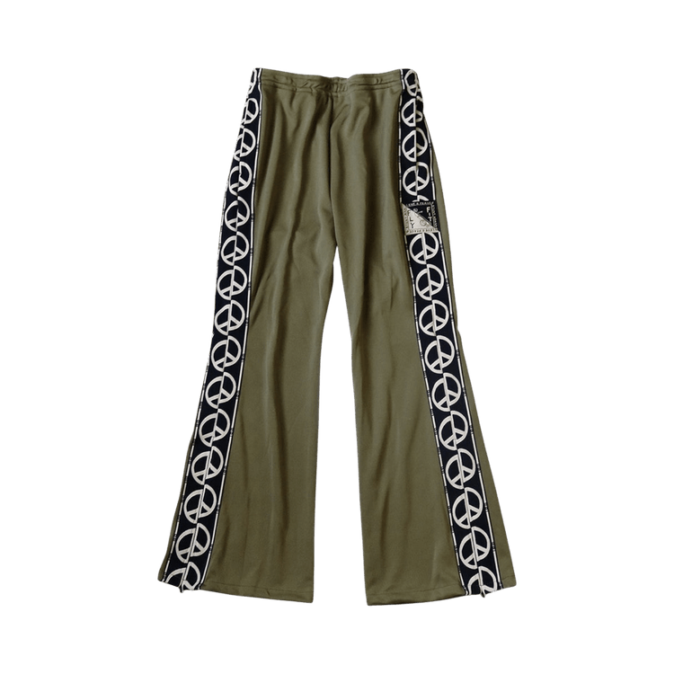 Kapital Smooth Jersey TH.D.D. Track Pants (Peace Sign) "Khaki"