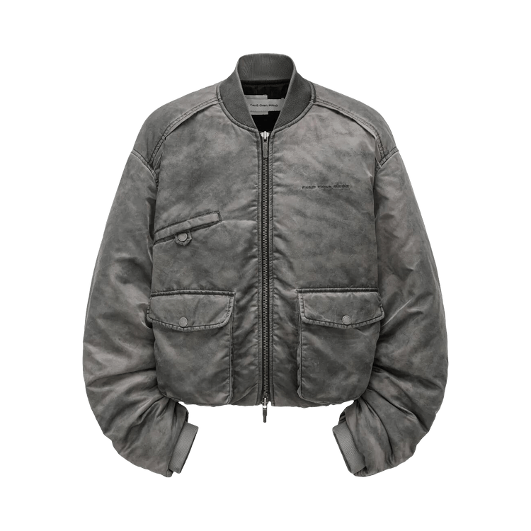 Feng Chen Wang Spray Painted Nylon Bomber Jacket "Dark Grey"