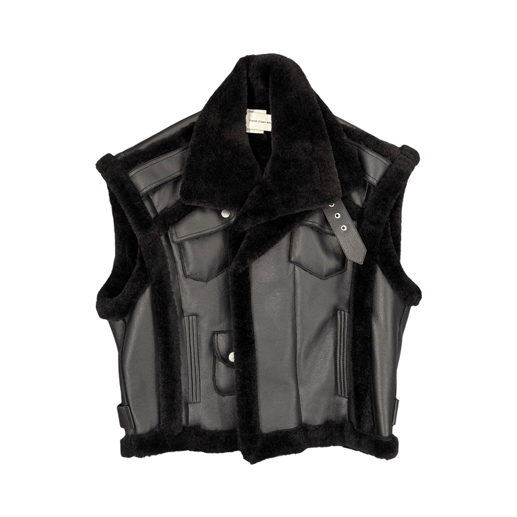 Feng Chen Wang Multi Pocket Vest In Sherpa "Black"