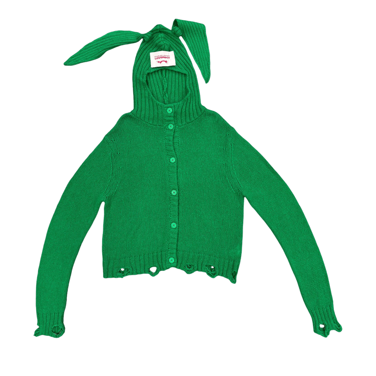 Charles Jeffrey Loverboy Rabbit Balaclava Cardigan "Green"
