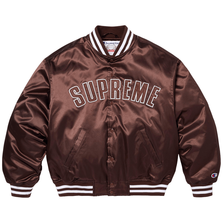 Supreme x Champion Satin Varsity Jacket "Brown"