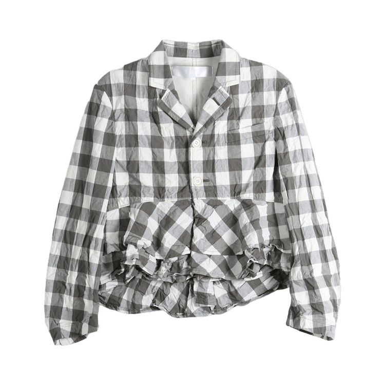 Tao Comme des Garçons Plaid Ruched Hem Jacket "Grey/White"