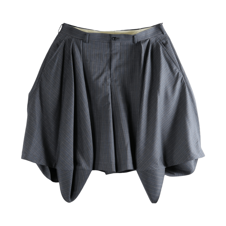 Comme des Garçons Homme Plus Wide-Leg Pleated Zipper Shorts "Grey/Blue/Off White"