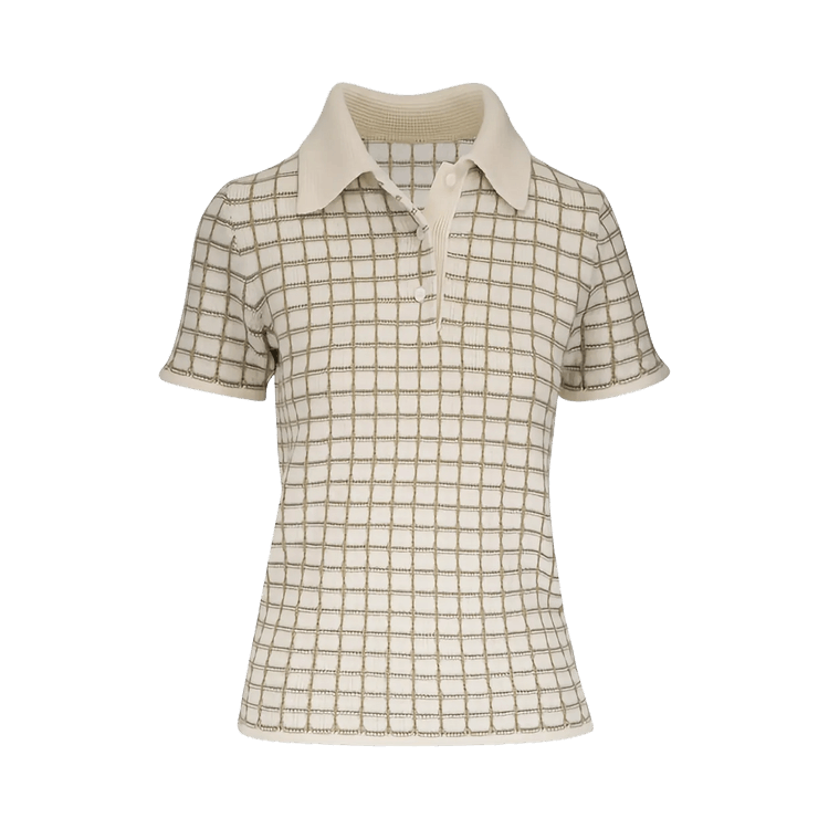 The Elder Statesman Ida Checkered Polo "Moss Check"