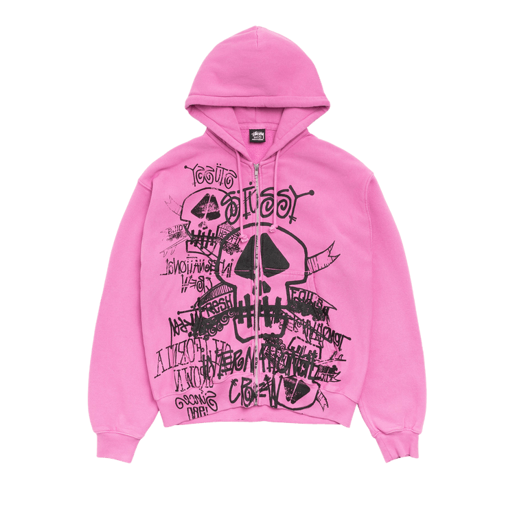 Stussy Skulls Zip Hoodie Pigment Dyed "Pink"