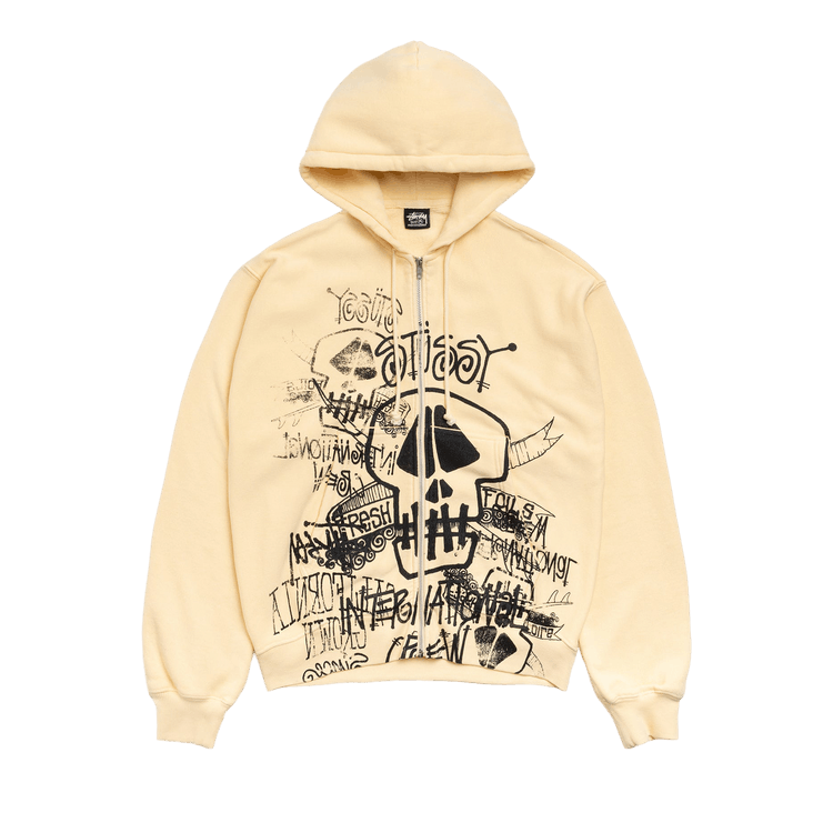 Stussy Skulls Zip Hoodie Pigment Dyed "Gold"