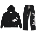 Godspeed OG Logo V2 Sweatsuit "Black/Silver Satin"