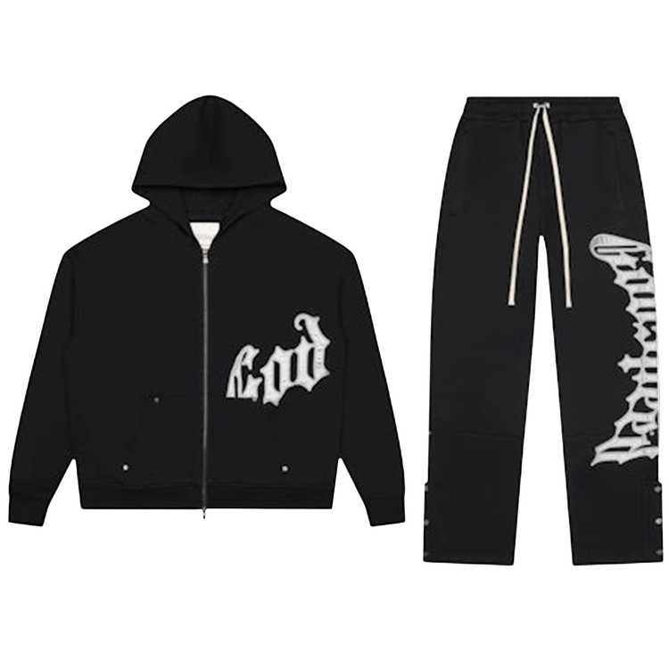 Godspeed OG Logo V2 Sweatsuit "Black/Silver Satin"