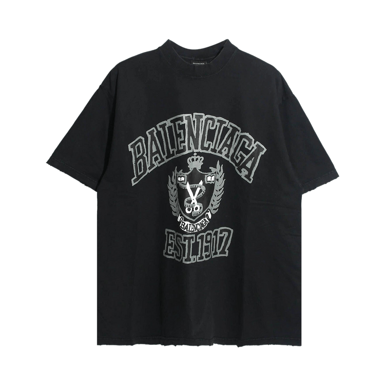 Balenciaga College Logo T-Shirt "Washed Black"