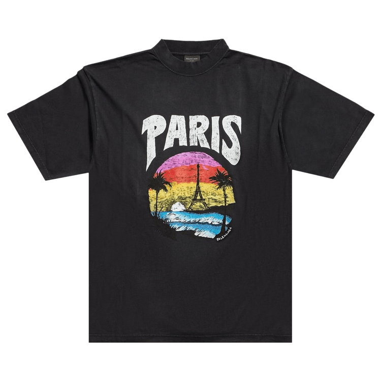 Balenciaga Paris Tropical T-Shirt "Faded Black/White"