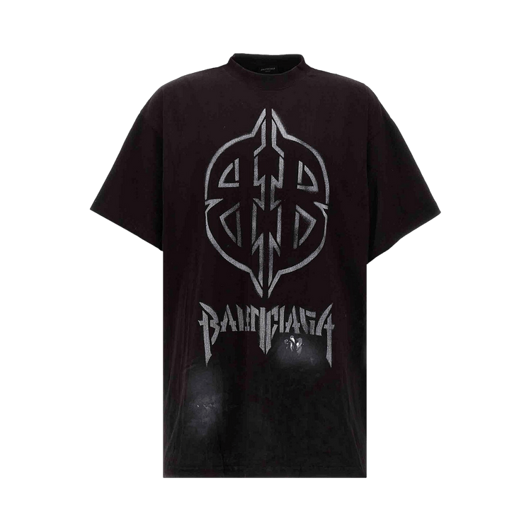Balenciaga Oversized Metal Stencil T-Shirt "Washed Black/White"