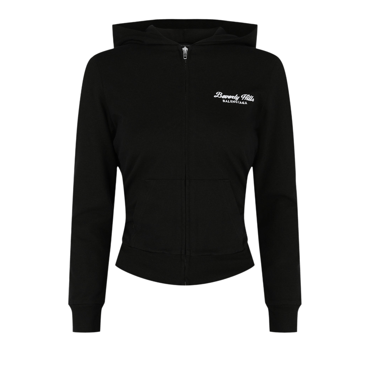 Balenciaga Cropped Knotted Zip Up Hoodie "Washed Black/White"