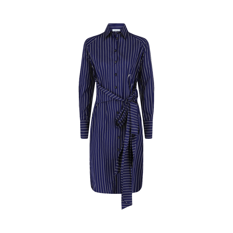 Ferragamo Pinstriped Shirt Dress "Navy Blue"