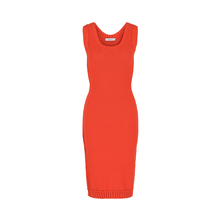 Ferragamo Sleeveless Midi Ribbed Dress "Orange"