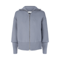 Ferragamo Full Zip Knit Cardigan With Slit Detail "Blue"