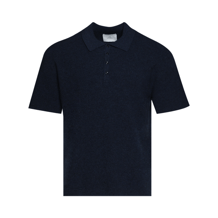 The Elder Statesman Superlight Waffle Stitch Polo "Twilight"