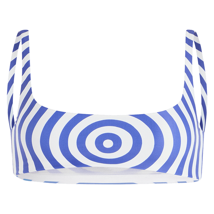 Jean Paul Gaultier Jersey Lycra Micro Bra Printed Target "White/Navy"
