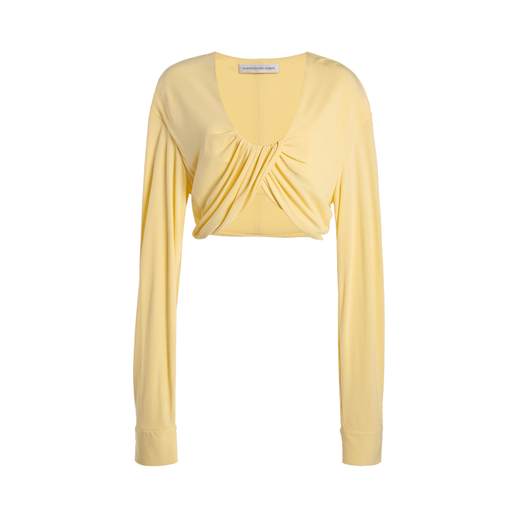 Christopher Esber Vivenda Drape Long-Sleeve Top "Butter"