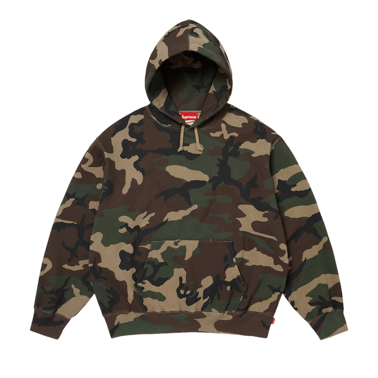 Supreme Satin Appliqué Hooded Sweatshirt "Woodland Camo"