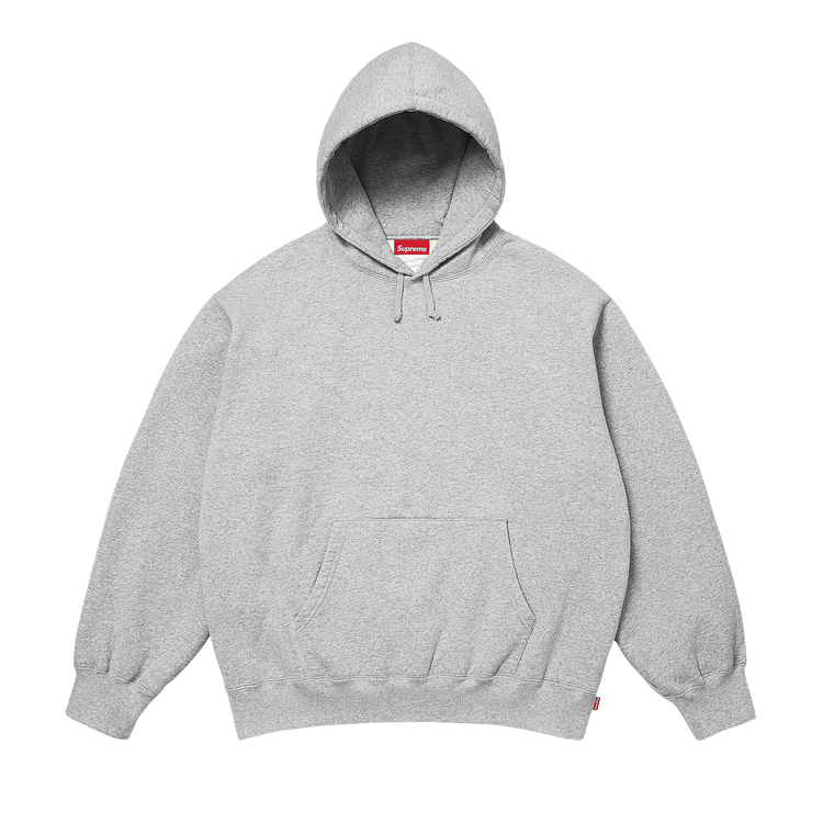 Supreme Satin Appliqué Hooded Sweatshirt "Heather Grey"