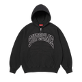 Supreme Cracked Raglan Zip Up Hooded Sweatshirt "Black"