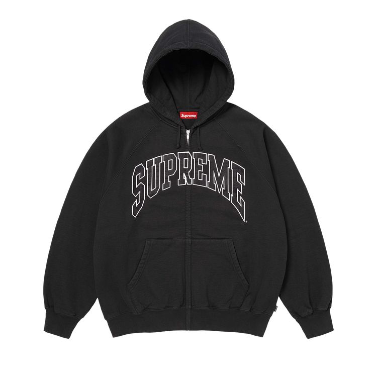 Supreme Cracked Raglan Zip Up Hooded Sweatshirt "Black"