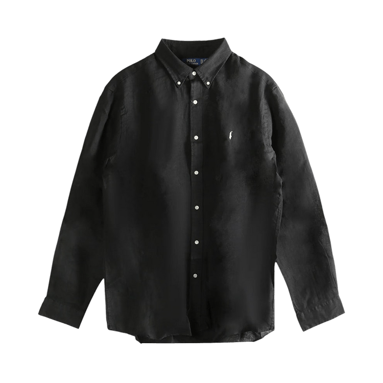 Polo Ralph Lauren Short-Sleeve Piece Dye Linen Sport-Shirt "Black"