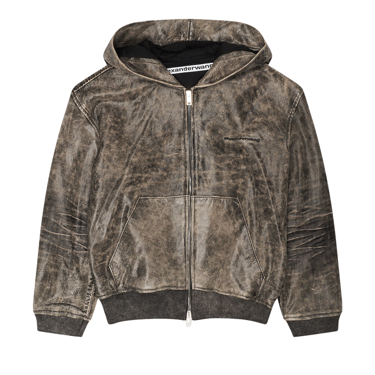 Alexander Wang Shrunken Leather Zip-Up Hoodie "Multicolor"