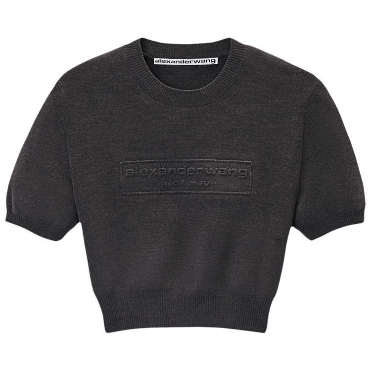 Alexander Wang Embossed Logo Ribbed Short-Sleeve Tee "Grey"