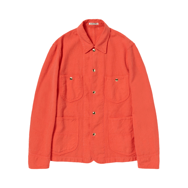 Auralee Wool Cotton Linen Ox Work Jacket "Red Orange"