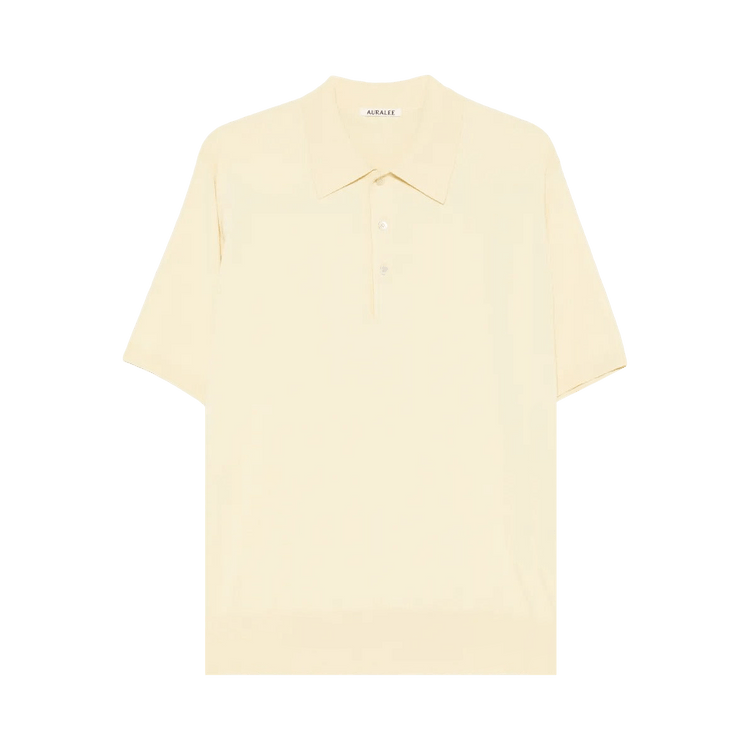 Auralee Giza High Gauge Knit Polo "Yellow/Beige"